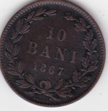 Monedă Rom&acirc;nia 10 bani 1867, stemă și coroană