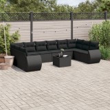 Gossi set canapele de gradina cu perne, 11 piese, negru, poliratan