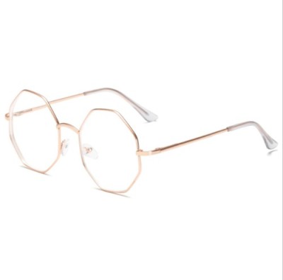 Ochelari rama aurie octogonala poligon lentila transparenta antiradiatii foto
