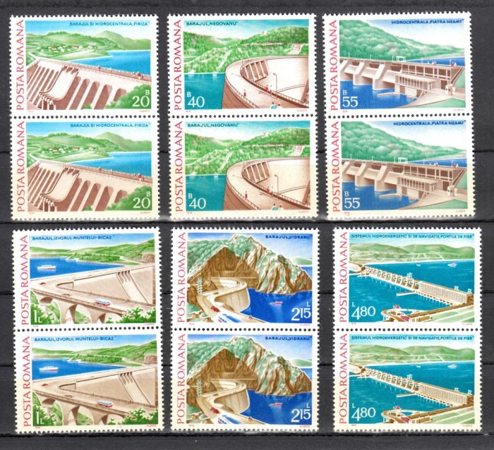 A11 TX10 6 - 1978 - Hidrocentrale - perechi de doua timbre