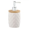 Dozator Sapun Lichid Ceramic Alb, Capac Bambus, Model Diamond, 340ml