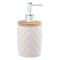 Dozator Săpun Lichid, Alb, Ceramic, Capac Bambus, Model Diamond, Capacitate 340ml