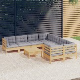 vidaXL Set mobilier de grădină cu perne, 5 piese, gri, lemn de pin 3096976