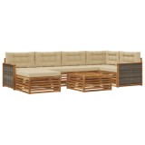 vidaXL Set de canapele de exterior cu pernă 7 pcs Natural și Bej 3383591