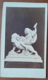 Fotografie tip CDV, sculptura Cupidon pe Leu