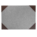 Protecție Birou, Model 50x35cm, Culoare Gri, Colțuri Piele Maro