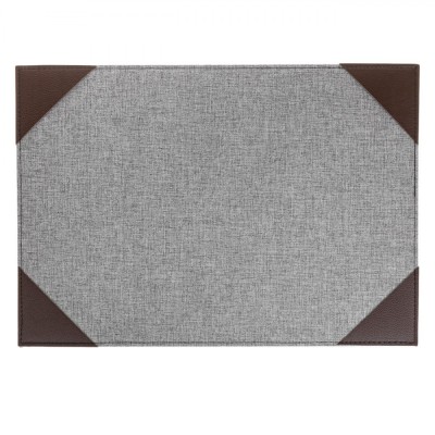 Protecție Birou, Model 50x35cm, Culoare Gri, Colțuri Piele Maro foto