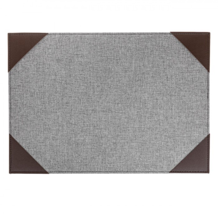 Protecție Birou, Model 50x35cm, Culoare Gri, Colțuri Piele Maro