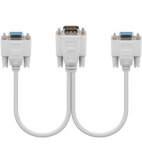Splitter VGA 15 pini tata la 2x VGA mama 15 pini crem