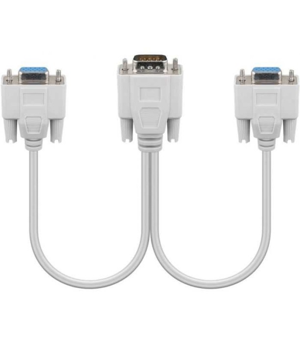 Splitter VGA 15 pini tata la 2x VGA mama 15 pini crem