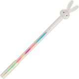 Pix cu gel CNX GP254-48, 0. 8mm, cu capac, corp transparent, scris neon multicolor, model iepure