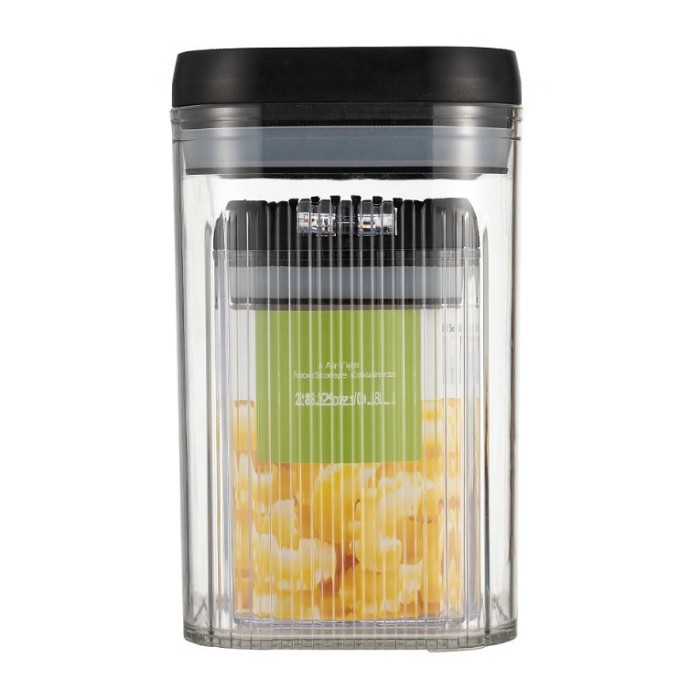Cutii de Depozitare Alimente, Cyrax, Set din 2 Cutii de Tip Container de 0.8 si 1.3 l, Recipiente pentru Cereale in Bucatarie, Transparente cu Capac N