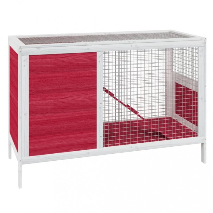 Cusca pentru iepuri rosu 103x44x69,5 cm lemn masiv de pin