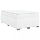 Cumpara ieftin Pat box spring cu saltea, alb, 120x200 cm, piele ecologica