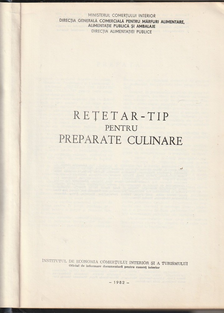 M. C. I. RETETAR - TIP PENTRU PREPARATE CULINARE ( 1245 RETETE ) ( 1982 ...