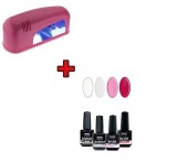 Cumpara ieftin Kit test - lacuri gel UV 4x15ml + lampă albă cu un bec 9W, INGINAILS