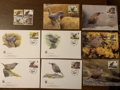 falkland - pasari - serie 4 timbre MNH, 4 FDC, 4 maxime, fauna wwf