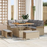 Set de canapea de grădină vidaXL 8 Piese cu perne Bej Ratan Acacia