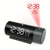 Ceas de birou LED cu proiecție, două alarme, temperatură, alimentare USB &ndash; decor modern pentru cameră