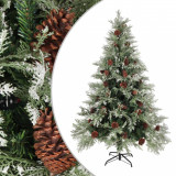Brad de Crăciun cu conuri de pin, verde/alb, 150 cm, PVC&amp;PE