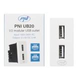 Cumpara ieftin Resigilat : Priza alimentare 2 x USB PNI UB20, 5V 2.4A, max. 12W, modulara, tip F
