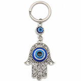 Breloc Hamsa și Ochiul norocos, amuletă de protecție și noroc, metal 10.5 cm