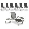 Gossi set mobilier de gradina, 9 piese, negru si argintiu