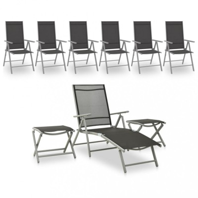 Gossi set mobilier de gradina, 9 piese, negru si argintiu foto