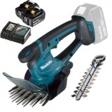 Makita DUM604ZX + 2 x BL1830B + DC18RC - Masina de tuns gard viu 20 cm accesorii + Set 2 acumulatori si incarcator Li-Ion 18 V 3 Ah