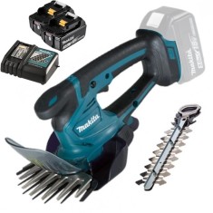 Makita DUM604ZX + 2 x BL1830B + DC18RC - Masina de tuns gard viu 20 cm accesorii + Set 2 acumulatori si incarcator Li-Ion 18 V 3 Ah