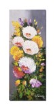 Tablou pictat manual, Aranjament floral, poezie florala, 60x25cm ulei pe panza, Constantin Feraru
