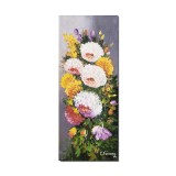 Tablou pictat manual, hol, dormitor, living, Aranjament floral, poezie florala, 60x25cm ulei pe panza, gata de agatat pe perete