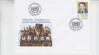 C12 - FDC Romania - 50 ani Conventia ONU statutul refugiatilor - LP1554 - 2001 foto