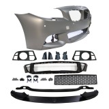 Set bara fata BMW Seria 5, 2017, cu gauri spalator si 4 senzori parcare; grunduit, de vopsit; type M-Performance; cu grile inferioare, cu spoiler;