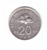 Moneda Malaezia 20 sen 2006, stare buna, curata, Asia, Nichel