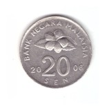 Moneda Malaezia 20 sen 2006, stare buna, curata