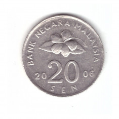 Moneda Malaezia 20 sen 2006, stare buna, curata