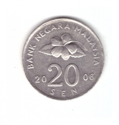 Moneda Malaezia 20 sen 2006, stare buna, curata foto