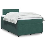 vidaXL Pat box spring cu saltea, verde &icirc;nchis, 120x200 cm, catifea 3287725