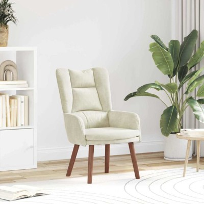 vidaXL Fotoliu de relaxare Crem 63 x 67 x 94 cm Catifea foto