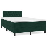 vidaXL Pat box spring cu saltea, verde &icirc;nchis, 120x190 cm, catifea 3269858