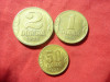 3 Monede Yugoslavia 1938 : 50 para , 1 si 2 dinari , bronz , cal. F.Buna, Europa