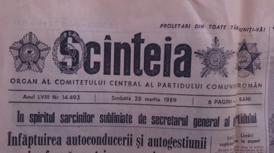 Ziarul Scanteia nr 14493, 25 martie 1989, 6 pagini foto