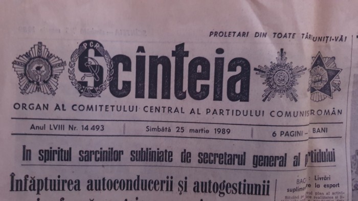 Ziarul Scanteia nr 14493, 25 martie 1989, 6 pagini