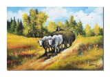 Cumpara ieftin Tablou celebru Carul cu boi pictat manual, 60x40cm ulei panza, reproducere Nicolae Grigorescu, Constantin Feraru