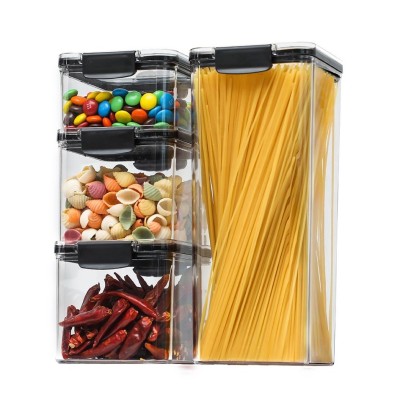 Set 4 Recipiente din Plastic, Cyrax, pentru Alimente/Obiecte, Inchidere Ermetica, 1 x 460 ml, 2 x 700 ml, 1 x 1300 ml, Transparent foto