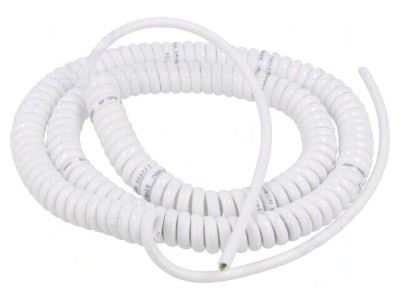 Cablu Spirale Alb 0.8m-3.2m 4x0.15mm2 PUR 300V foto