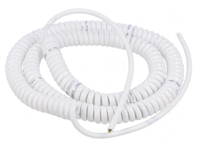 Cablu Spirale Alb 0.8m-3.2m 4x0.15mm2 PUR 300V