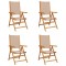 Scaune de gradina rabatabile 4 buc., textil taupe/lemn masiv