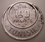7.494 TUNISIA PROTECTORAT FRANCEZ MUHAMMAD AL-AMIN BEY 100 FRANCS FRANCI 1950, Africa, Cupru-Nichel